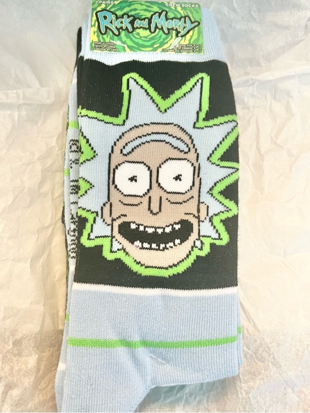 NWT Rick and Morty Unisex Crew Socks Graphic in shoe size 6-12